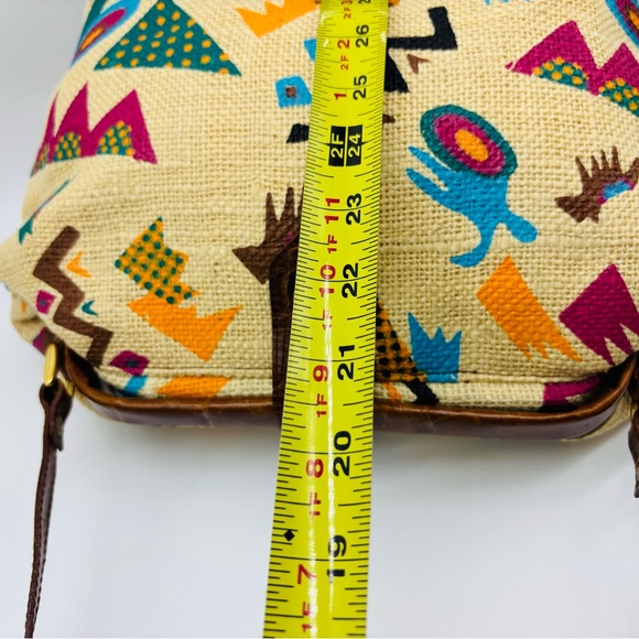 Vintage Marco Avane Tribal Print Crossbody Bag with Brown Leather Accents - Picture 6 of 11